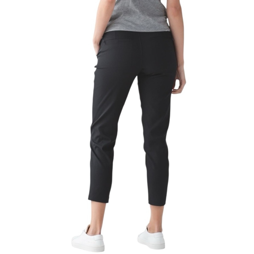 LULULEMON City Trek Trouser Size 8 Black Dress Pant Cropped 28 Inch Inseam